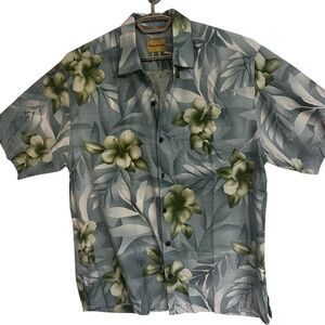 Tommy Bahama 100% Silk Hawaiian Shirt | Large | Tropical Camp Hibiscus Button Up